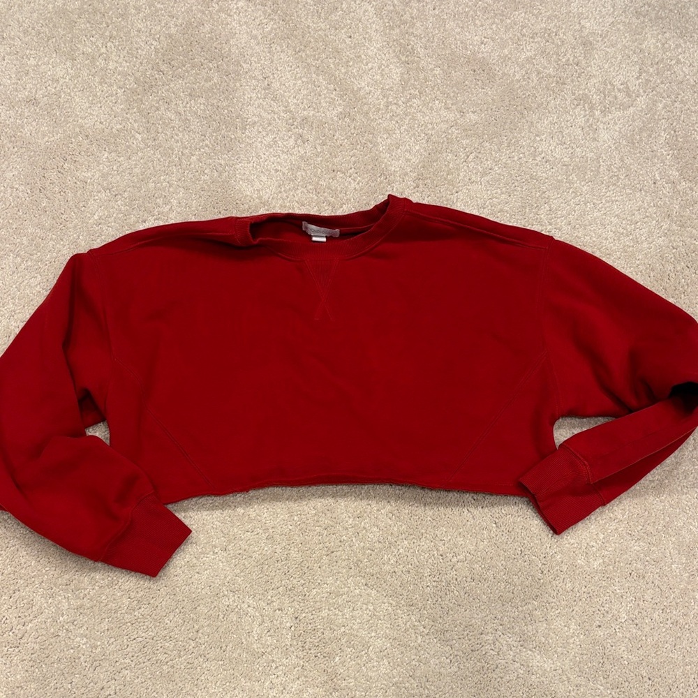 Beyond Yoga Cropped Red Crewneck Sweatshirt